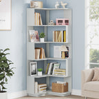 6-Tier Corner Bookshelf, 64.96" Corner Bookcase with Anti-Drop Panel Tribesigns