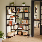 6-Tier Corner Bookshelf Industrial Etagere Corner Bookcase