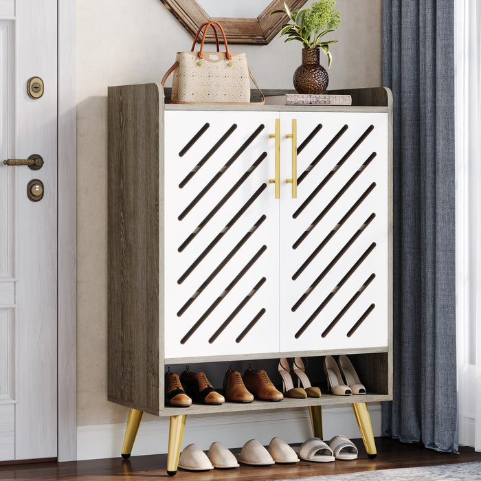 6 - Tier Shoe Cabinet, Wooden Shoe Rack Organizer with Adjustable Shelves Tribesigns