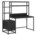60" Tall Computer Desk Writing Table with 2 Drawers and Storage Shelves Tribesigns