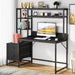 60" Tall Computer Desk Writing Table with 2 Drawers and Storage Shelves Tribesigns