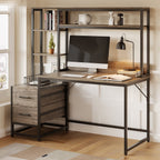 60" Tall Computer Desk Writing Table with 2 Drawers and Storage Shelves