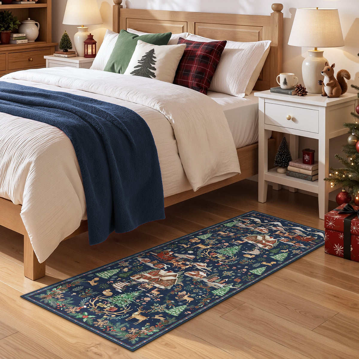 Christmas Runner Rug,Washable Non-Slip Holiday Carpet for Hallway Entryway