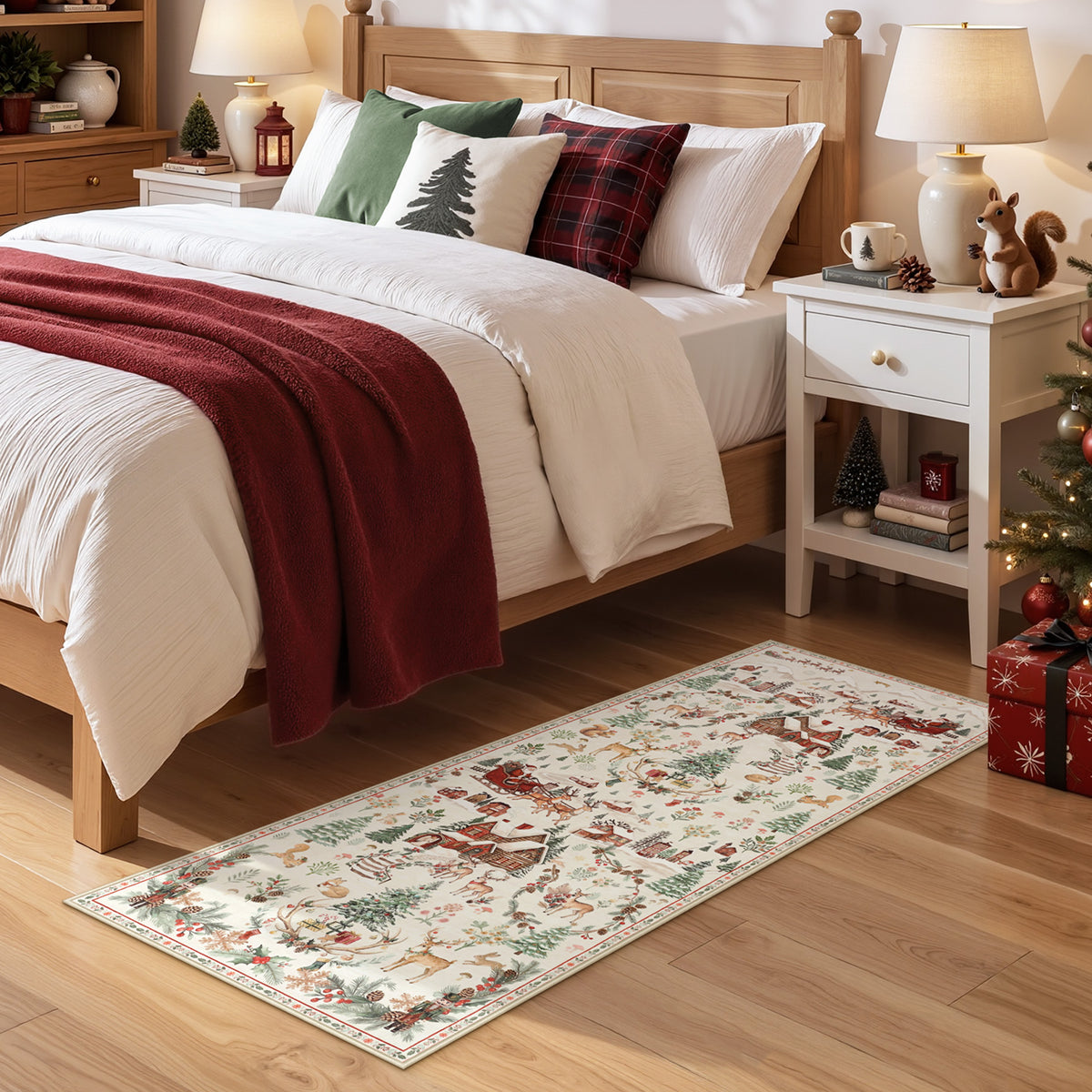 Christmas Runner Rug,Washable Non-Slip Holiday Carpet for Hallway Entryway