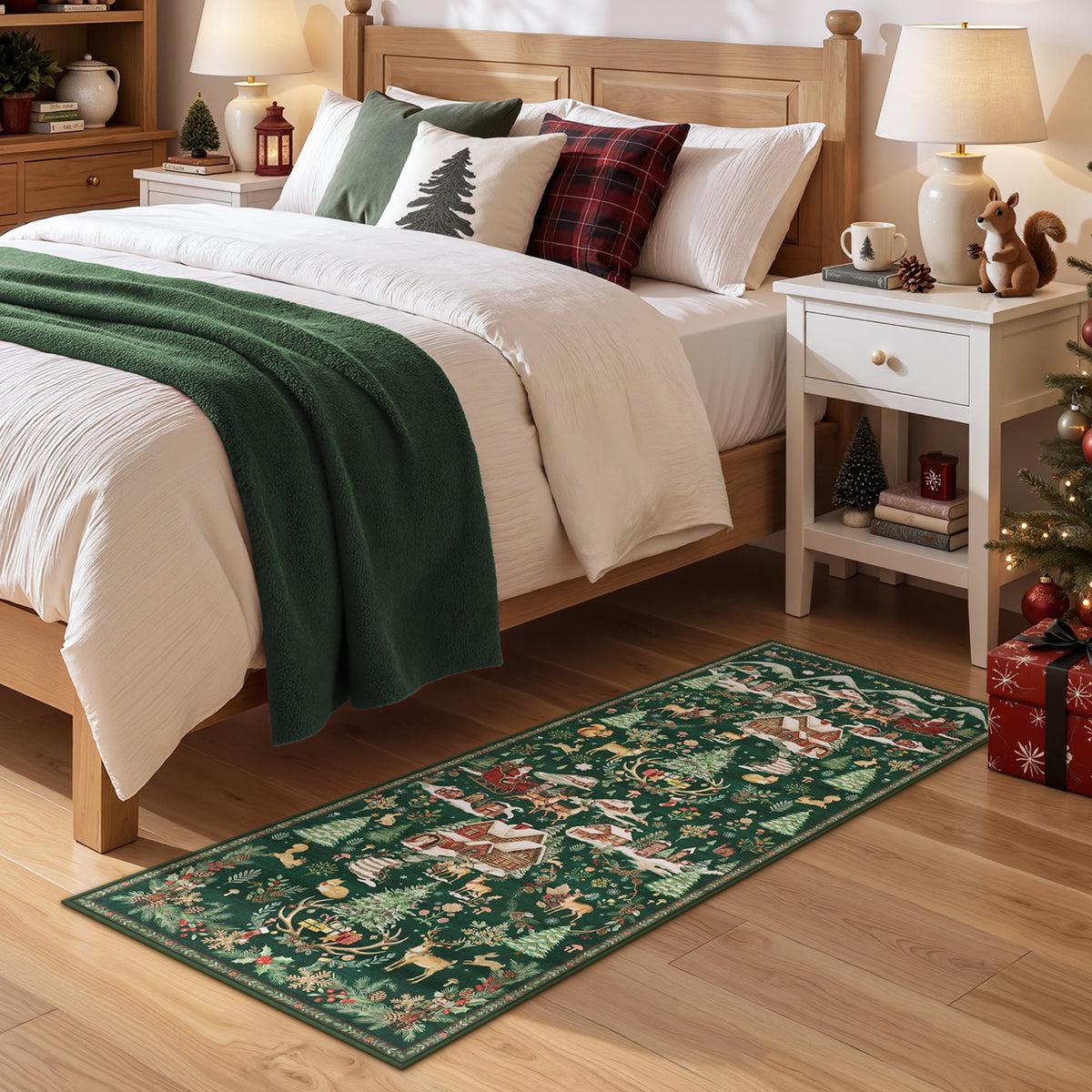 Christmas Runner Rug,Washable Non-Slip Holiday Carpet for Hallway Entryway