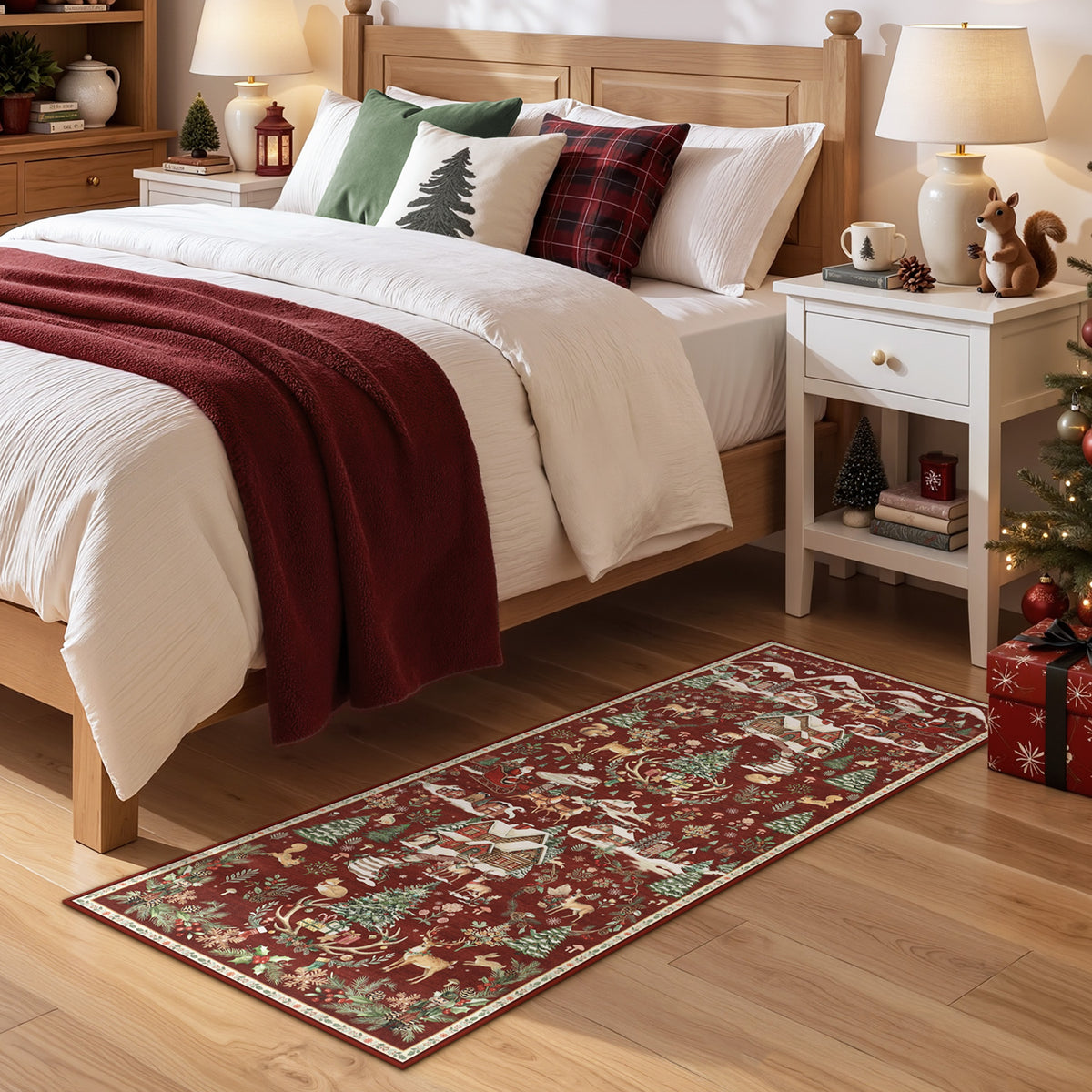 Christmas Runner Rug,Washable Non-Slip Holiday Carpet for Hallway Entryway