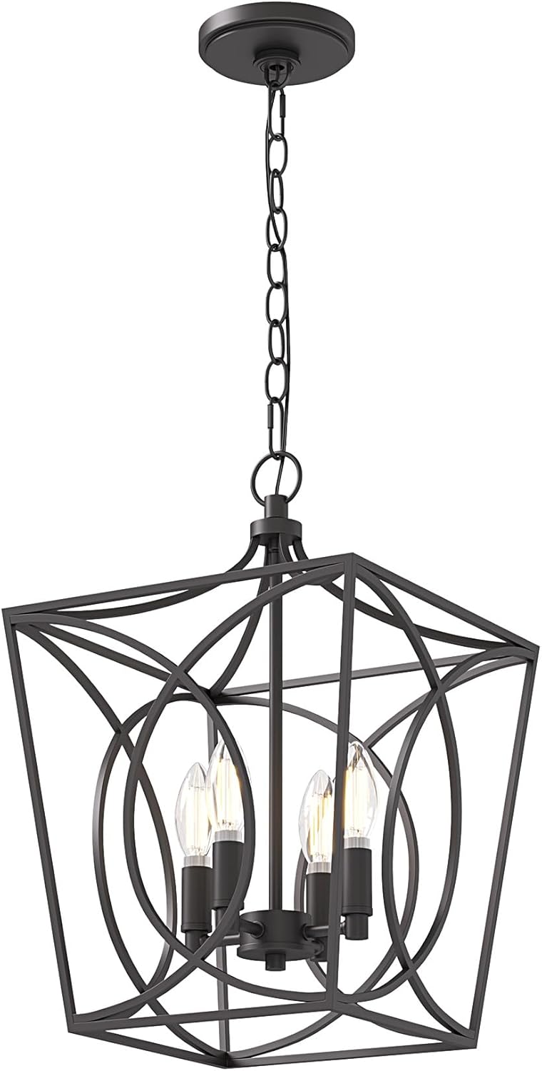 4-Light Pendant Light Fixture, Industrial Chandelier With Adjustable Chain