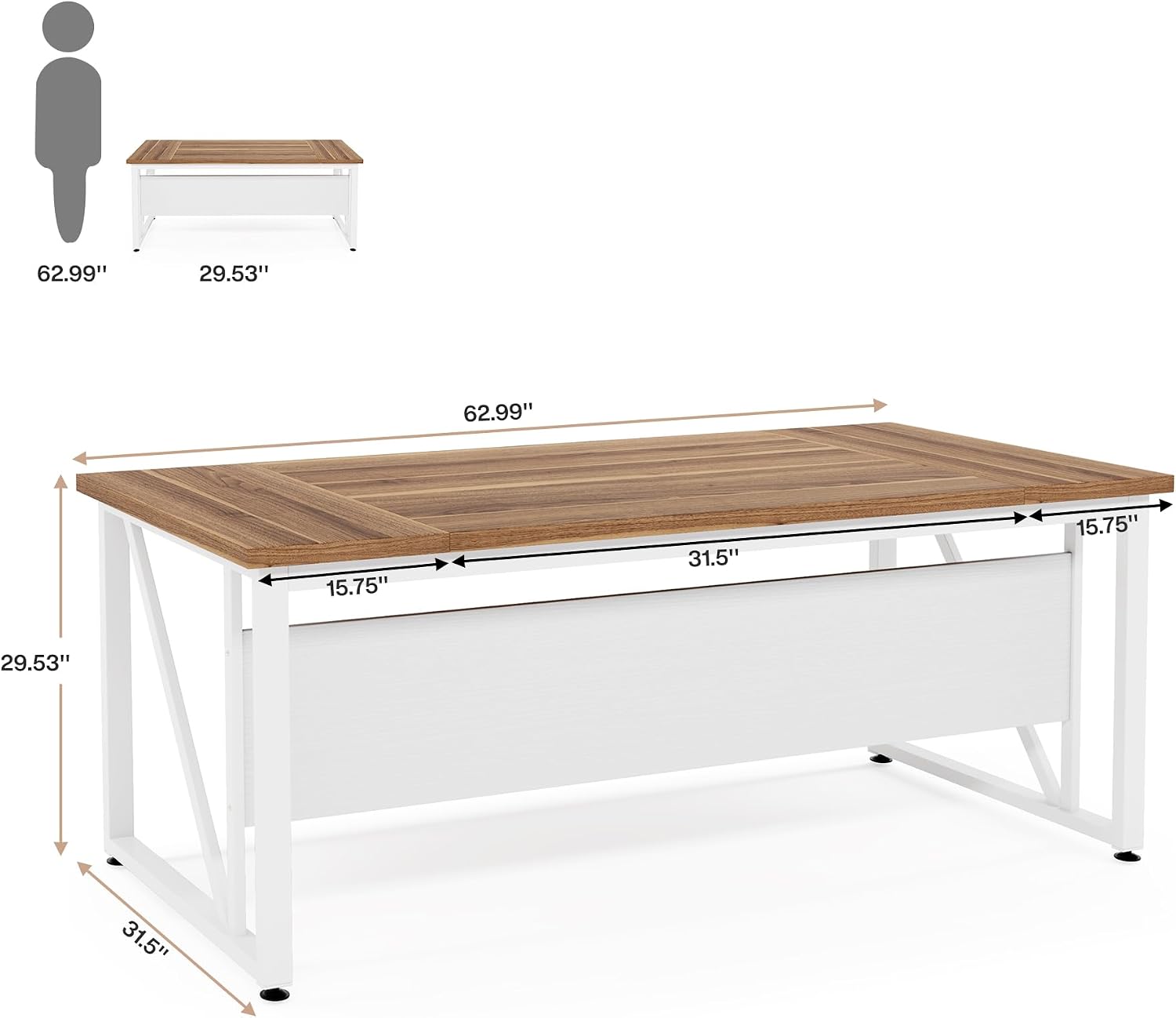 63" Modern Computer Desk, Home Office Desk Writing Table