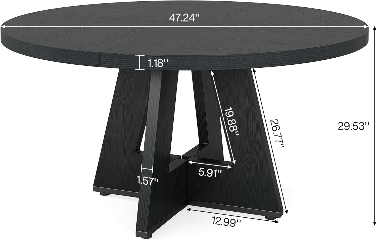 Tribesigns 47 Inch Round Dining Table, Farmhouse Kitchen Table for 4-6