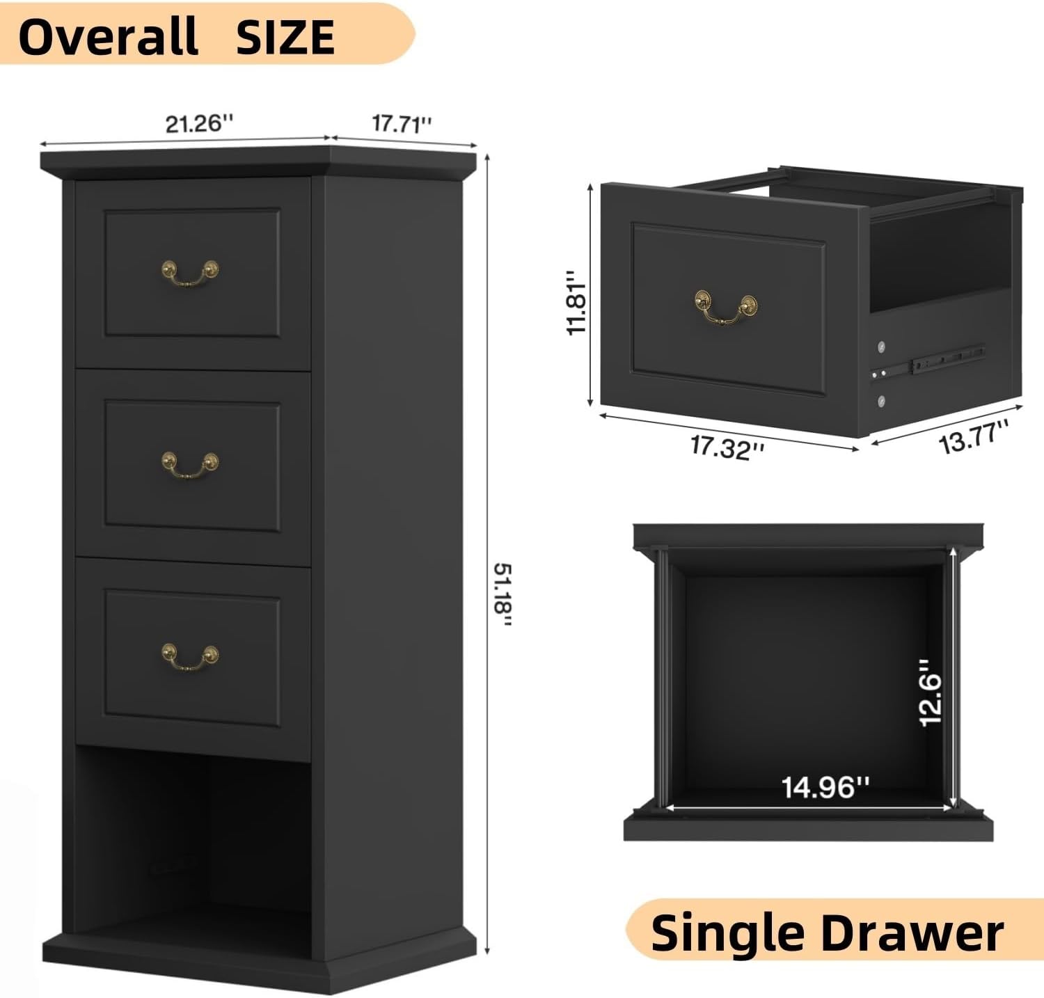 4-Drawer File Cabinet, Vertical Storage Filing Cabinet for A4 /Letter Size