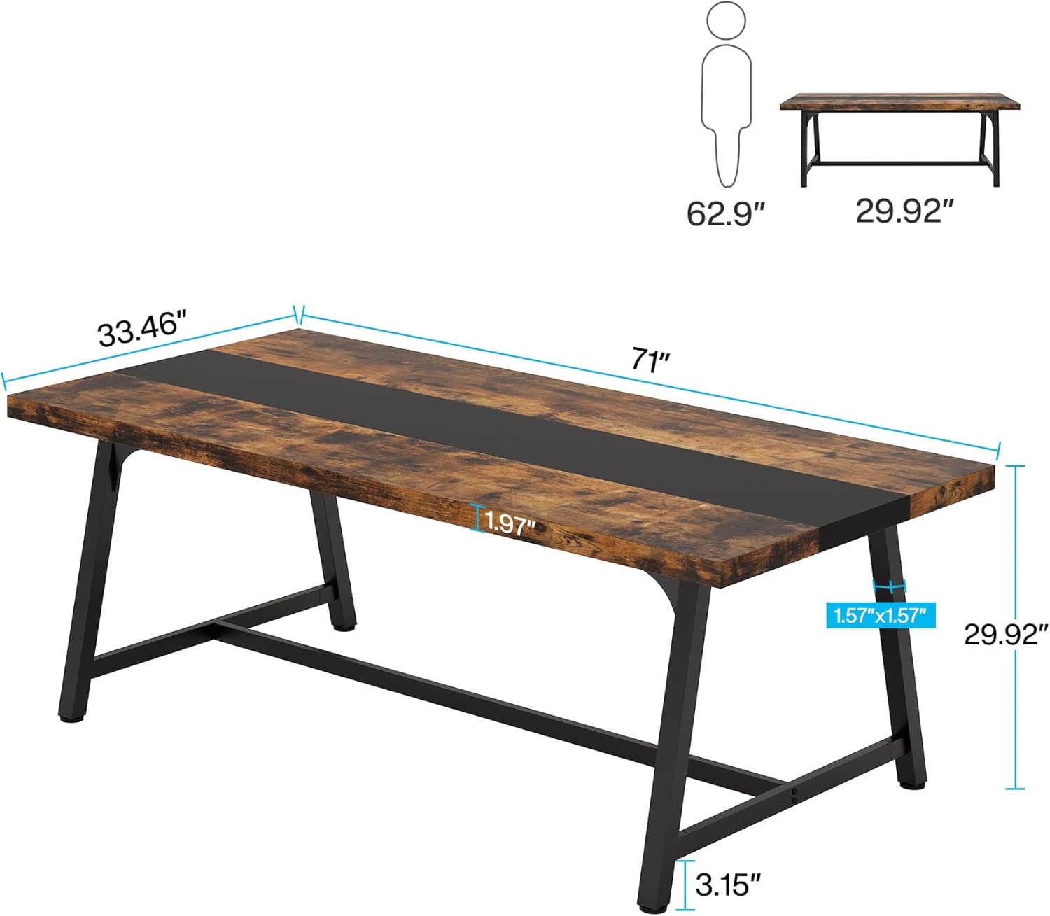 6FT Modern Executive Desk, 70.8” Large Conference & Computer Table for Meetings