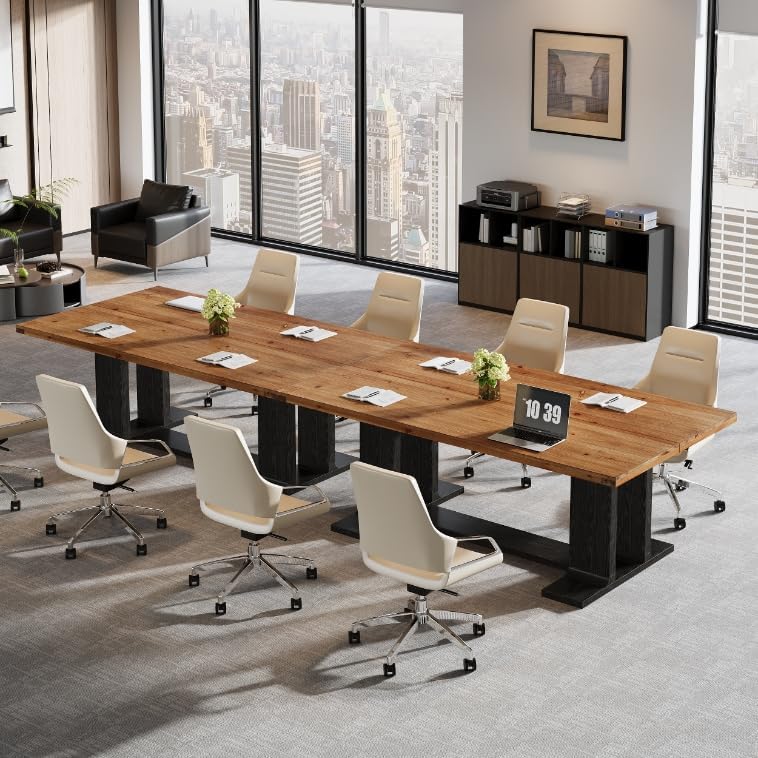 63" Solid Wood Conference Table for 4-6, Rectangular Office Meeting Table