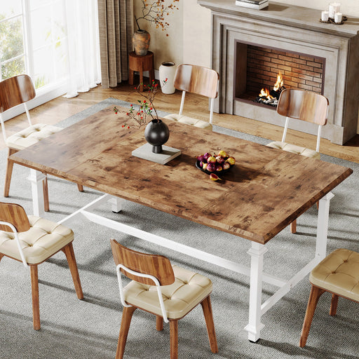 62" Dining Table, Wood Farmhouse Kitchen Table for 6 Tribesigns