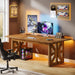 62" Executive Desk, Wooden Computer Office Desk with Double Robust Pedestal Tribesigns