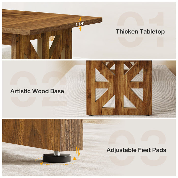 62" Farmhouse Dining Table, Kitchen Dinner Table for 4 - 6 People Tribesigns
