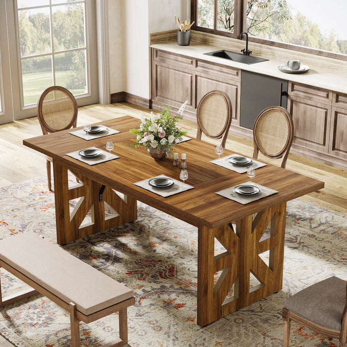62" Farmhouse Dining Table, Kitchen Dinner Table for 4 - 6 People Tribesigns