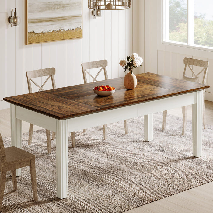 62 - Inch Dining Table, Farmhouse Rectangular Kitchen Table for 4 - 6 Tribesigns