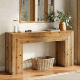 62.99" Console Table, Farmhouse Wood Sofa Entryway Table Indoor for Hallway 3
