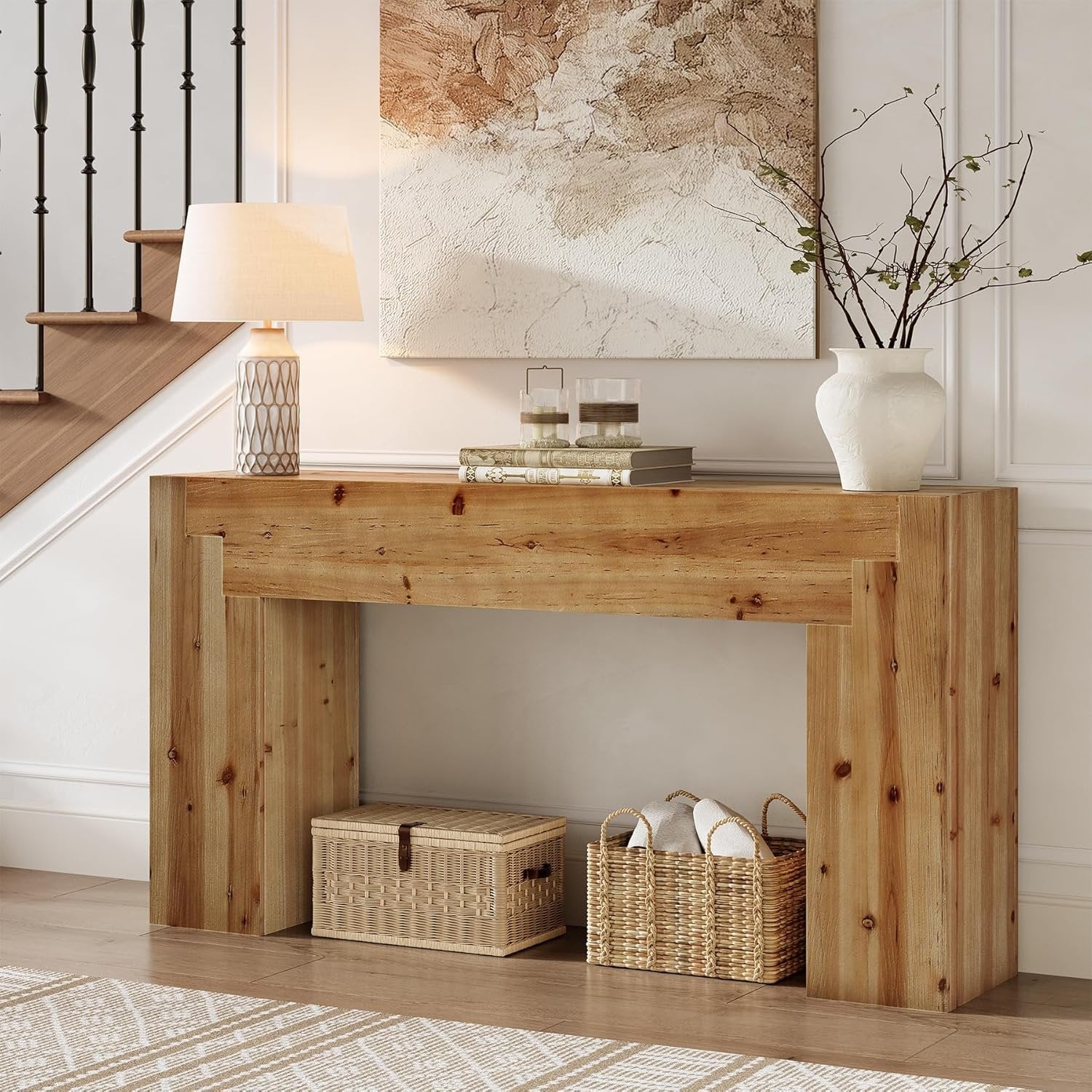 62.99" Console Table, Farmhouse Wood Sofa Entryway Table Indoor for Hallway