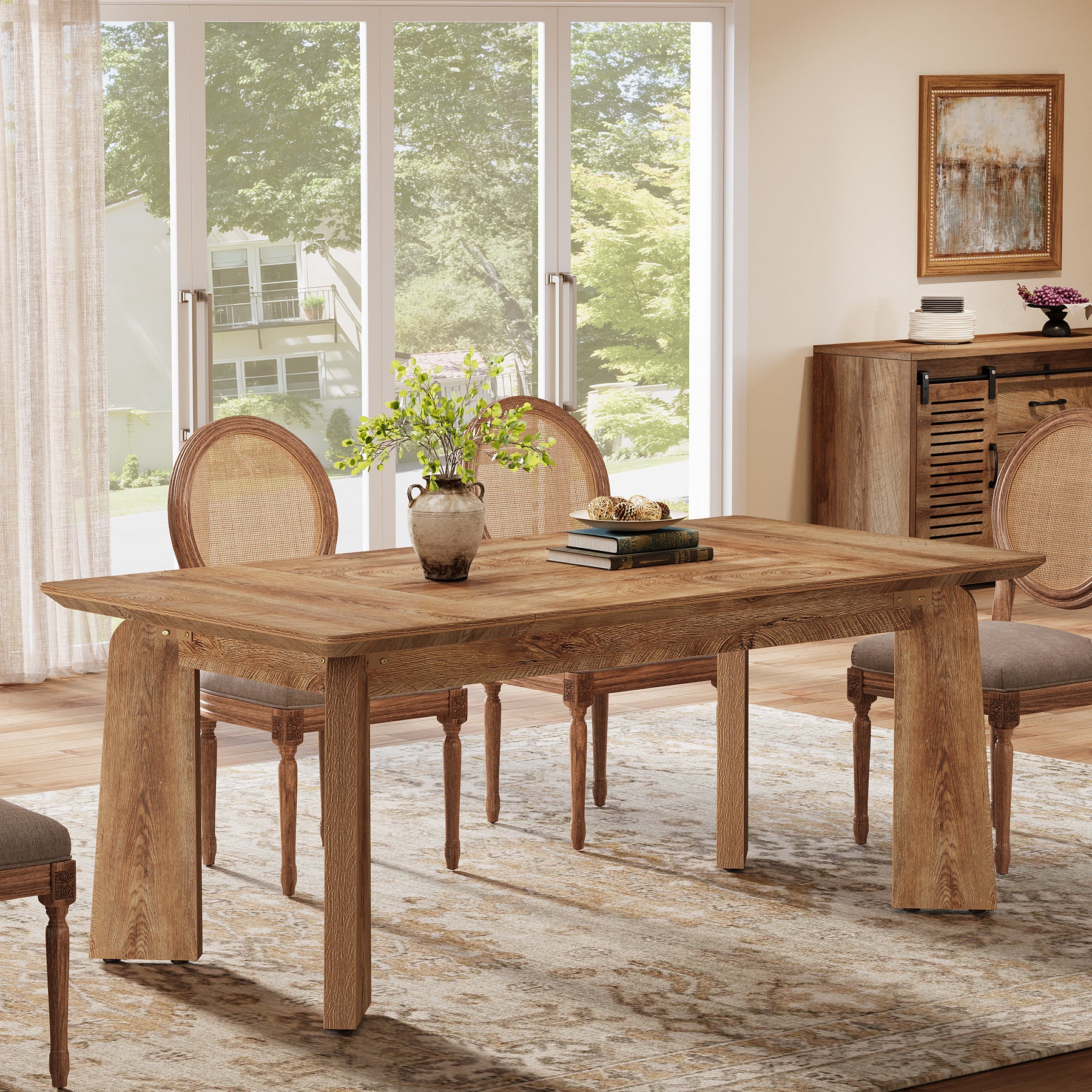 62" Dining Table, Rustic Kitchen Dinner Table for 4 - 6 Tribesigns