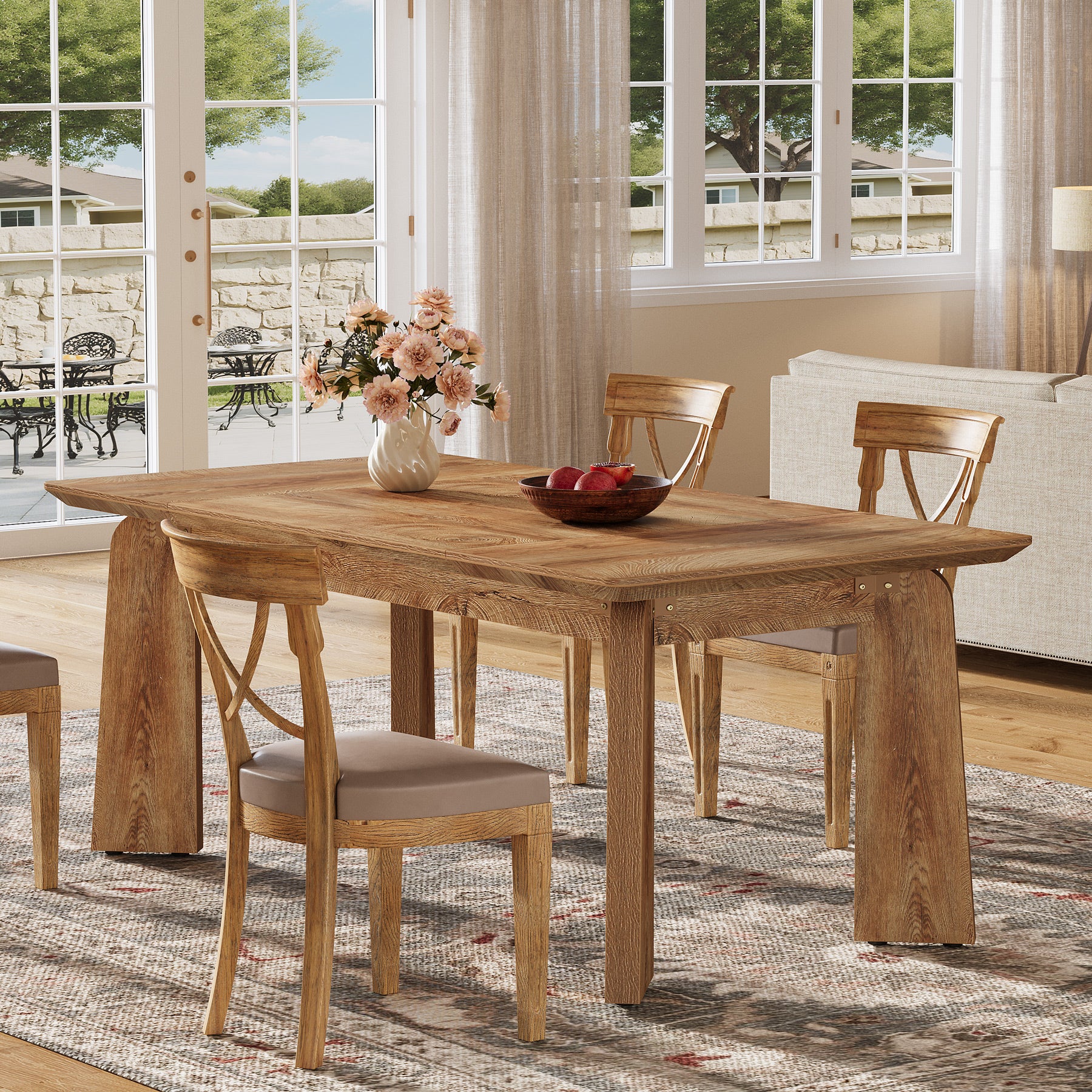 62" Dining Table, Rustic Kitchen Dinner Table for 4 - 6 Tribesigns