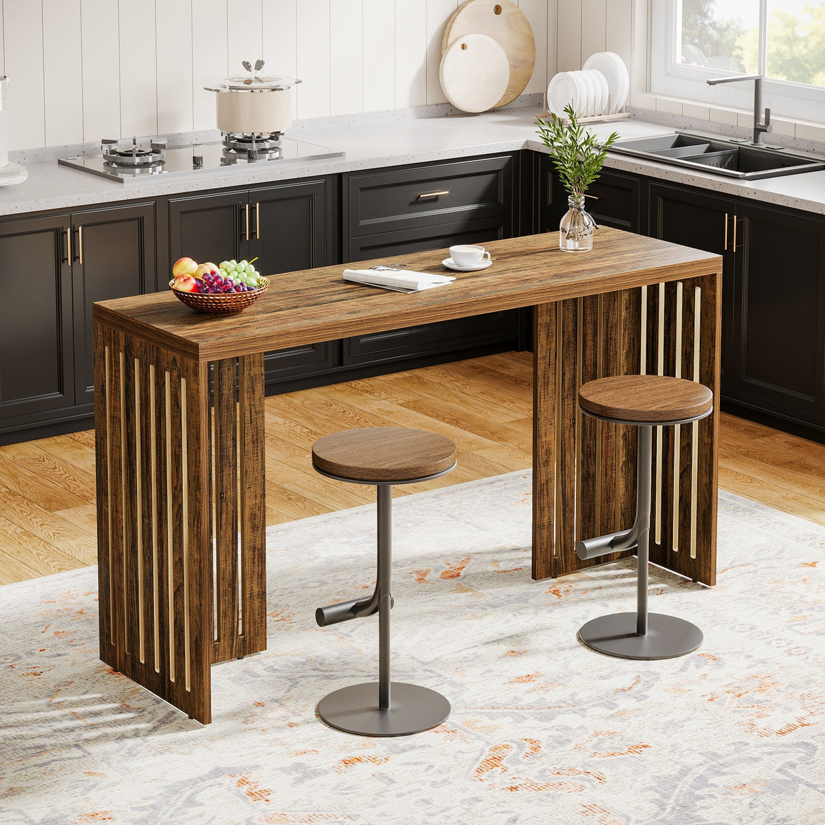 Tribesigns 63" Bar Table, Rectangular High Top Kitchen & Dining Table