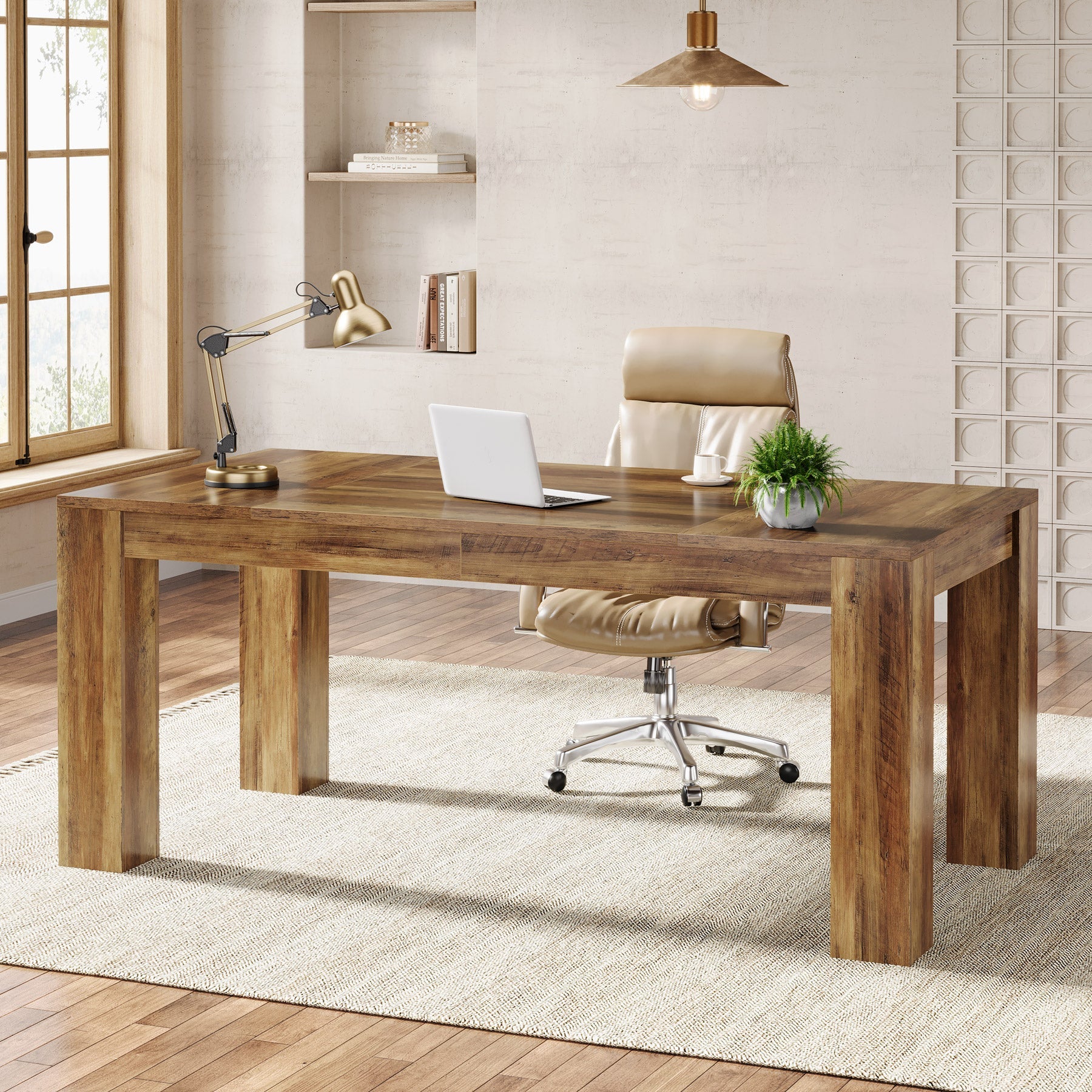 63" Computer Desk, Executive Desk Office Writing Table Workstation