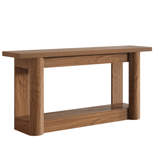 63" Console Table, 2 - Tier Farmhouse Entryway Sofa Table Tribesigns