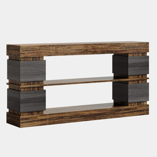 63" Console Table, 3 - Tier Farmhouse Hallway Sofa Table Tribesigns