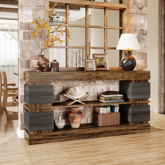 Tribesigns 63" Console Table, 3-Tier Farmhouse Hallway Sofa Table
