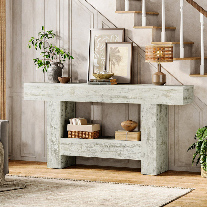 63" Console Table, Farmhouse Sofa Table Entryway Table With Storage Tribesigns