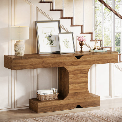 63" Console Table, I - Shaped Farmhouse Sofa Table Entryway Table Tribesigns