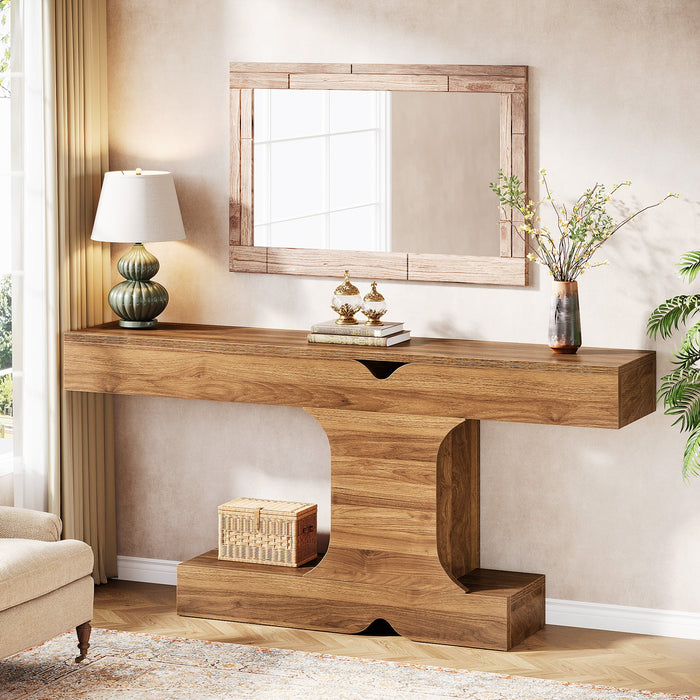 63" Console Table, I - Shaped Farmhouse Sofa Table Entryway Table Tribesigns