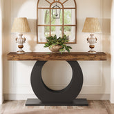 63" Console Table, Rustic Sofa Table Entryway Table with Circle Base Tribesigns 3