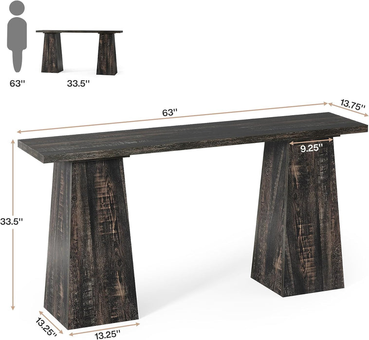 63" Console Table, Wood Narrow Sofa Hallway Table Tribesigns