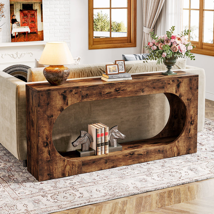 Tribesigns 63" Console Table, Wood Sofa Table with Storage Shelf
