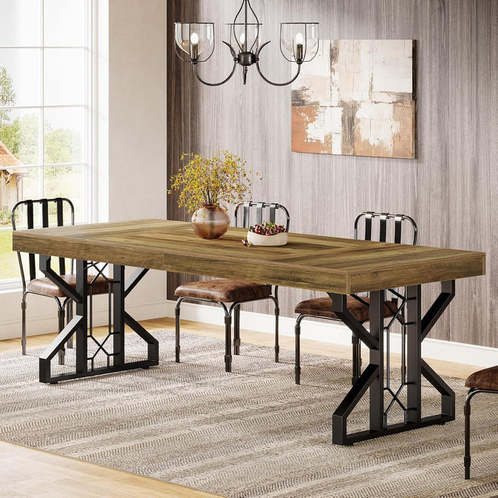 63" Dining Table, Farmhouse Kitchen Dinner Table for 4 - 6 People Tribesigns