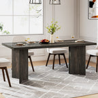 63" rustic farmhouse dining table set for 6, Gray 