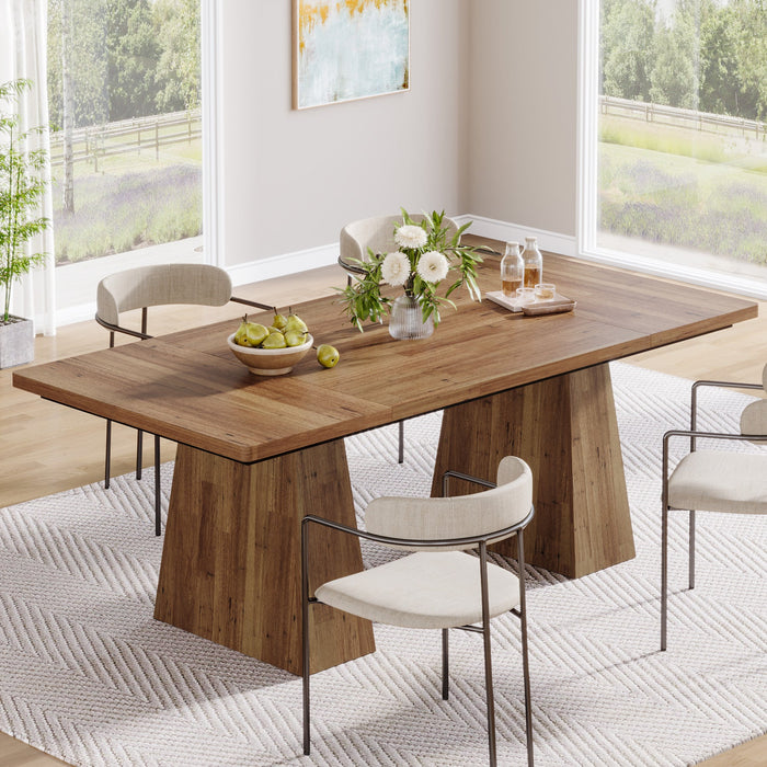 63" Dining Table, Farmhouse Wood Kitchen Table for 6 People Tribesigns