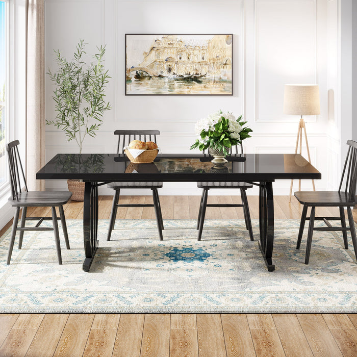 63" Dining Table for 4 - 6 People, Modern Kitchen Dinner Table with Metal Frame Tribesigns