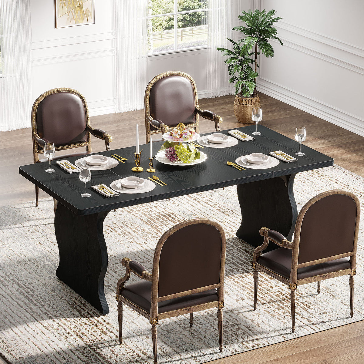 Modern Dining Room Table, Rectangular Kitchen Table for 4-6-Tribesigns