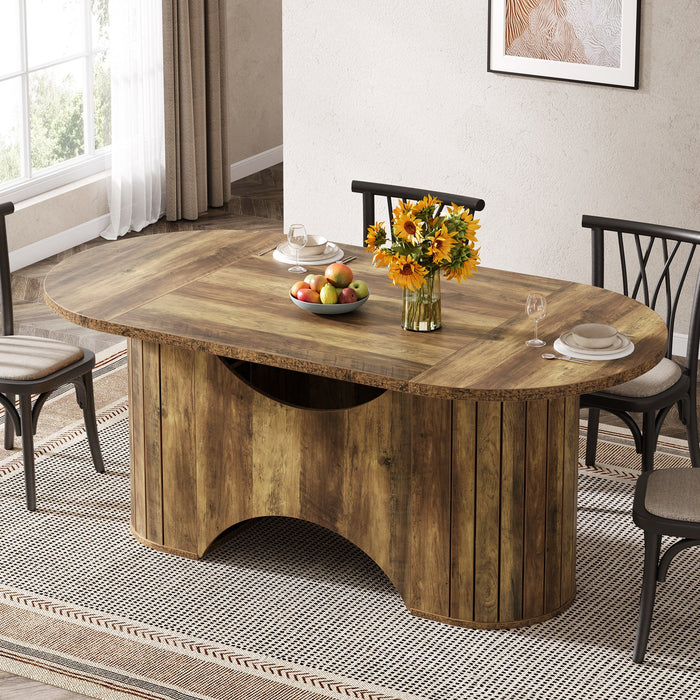 63" Dining Table, Oval Farmhouse Kitchen Table for 4 Tribesigns