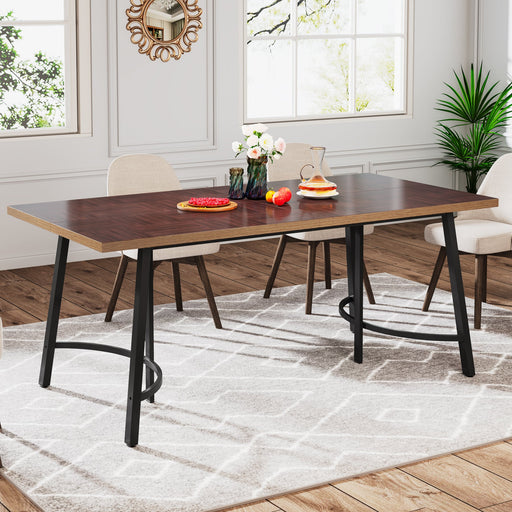 63" Dining Table, Rectangular Kitchen Table with Metal Frame for 4-6 Seaters Tribesigns