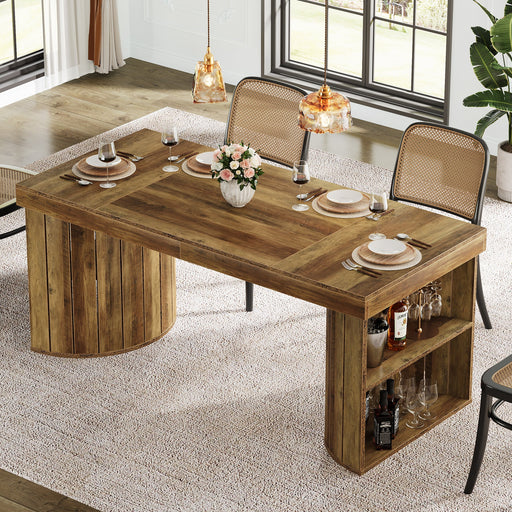 63" Dining Table, Wood Dinner Table Kitchen Table For 4 - 6 People Tribesigns