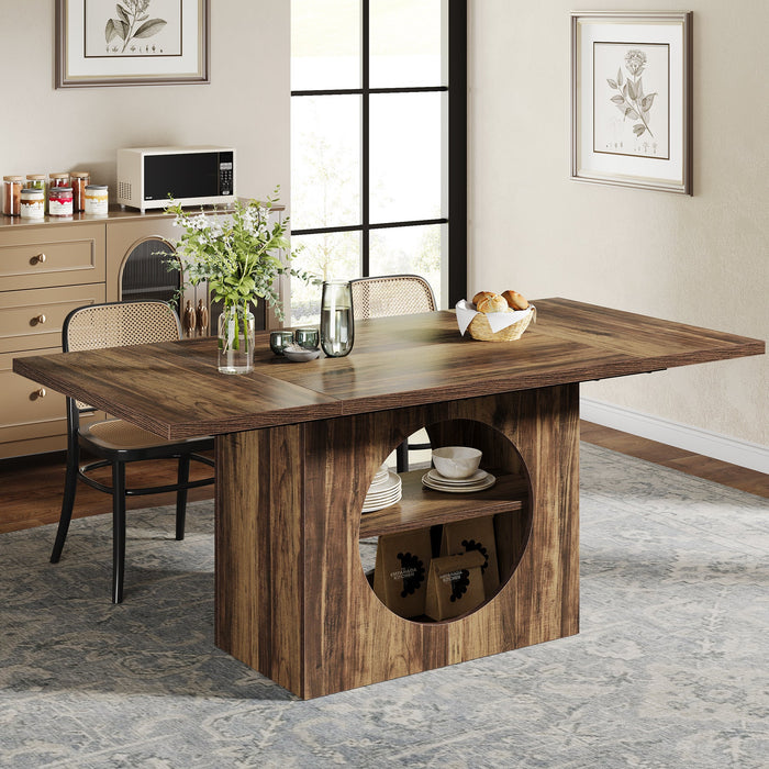 63" Dining Table, Wood Kitchen Table with Storage for 4 - 6 Tribesigns