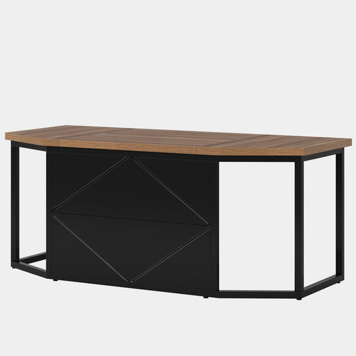 63" Executive Desk, Durable Computer Desk With Privacy Panel Tribesigns