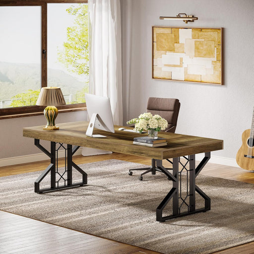 63" Executive Desk, Home Office Computer Desk with Unique Frame Tribesigns