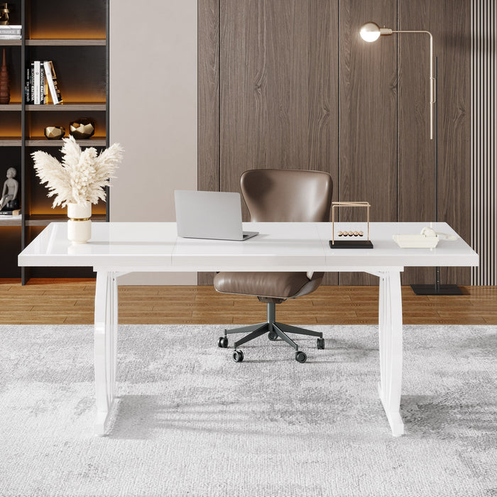 63" Executive Desk, Modern Computer Desk with Metal Geometric Base Tribesigns