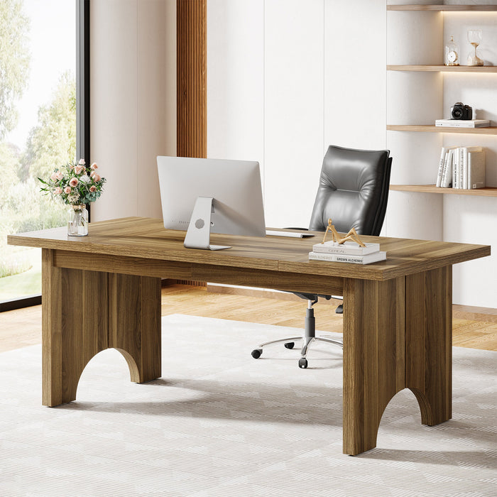 63" Executive Desk, Rustic Wood Computer Desk Office Desk Tribesigns