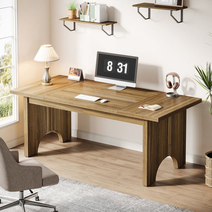 63" Executive Desk, Rustic Wood Computer Desk Office Desk Tribesigns